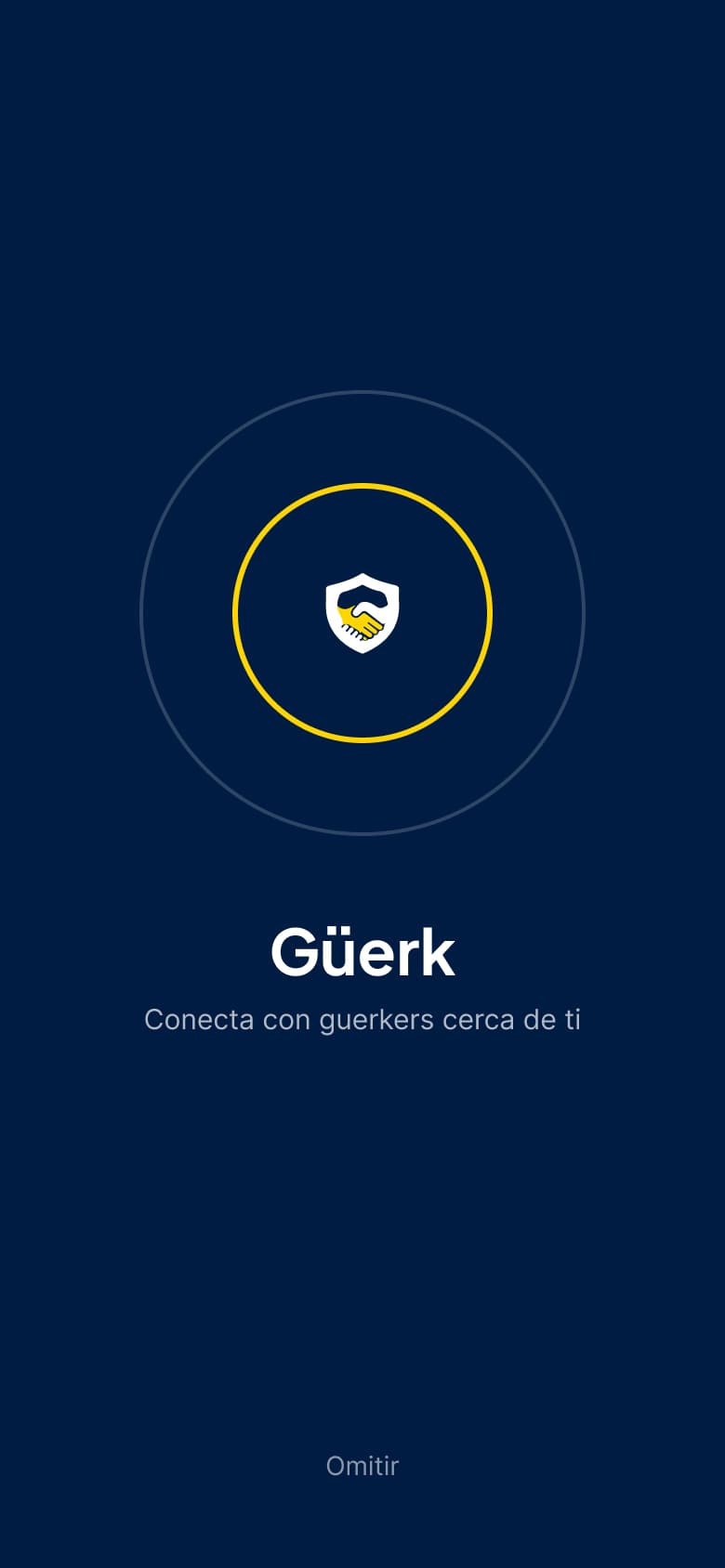 Pantalla de bienvenida de la app Güerk